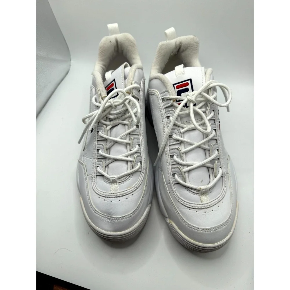 Fila Disruptor 2 FS1HTA1071X-WWT Womens 10 Sneaker White Leather Lace Up Shoes‎